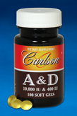 CarlsonLabs VITAMINS A & D 10,000 IU & 400 IU 100 SOFT GELS