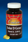 CarlsonLabs SOLAR D GEMS 2000 IU 360 Soft Gels