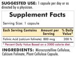 Folinic Acid 800 mcg - Hypoallergenic 180 ct. 