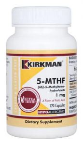 KirkmanLabs 5-MTHF ([6S]-5-Methyltetrahydrofolate) 1 mg - Hypoallergenic 120ct