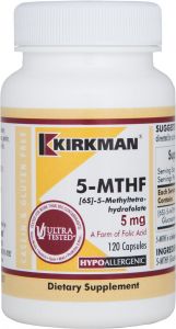 KirkmanLabs 5-MTHF ([6S]-5-Methyltetrahydrofolate) 5 mg - Hypoallergenic 60ct