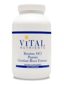 Vital Nutrients, BETAINE HCL W/PEPSIN & GENTIAN 225 CAPS