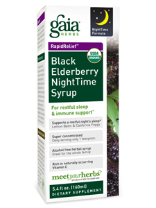 Gaia Herbs, BLACK ELDERBERRY NIGHTTIME SYRUP 5.4 OZ