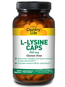 Country Life, L-LYSINE 500 MG W/B6 100 VEGCAPS