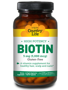 Country Life, HIGH POTENCY BIOTIN 5 MG 120 VEGCAPS