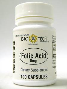 Bio-Tech, FOLIC ACID 5 MG 100 CAPS