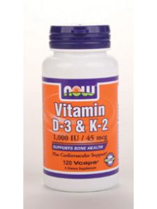 Now Foods, VITAMIN D-3&K-2 1000 IU/45 MCG 120 VCAP