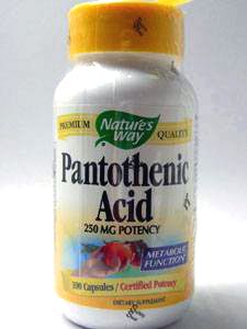 Nature's Way, PANTOTHENIC ACID 250 MG 100 CAPS