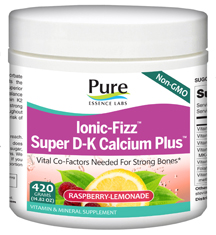 Pure Essence Labs, Ionic-Fizz Super D-K Calcium Plus, Non-Tart Orange-Vanilla Flavor, 14.82 oz (420 g)